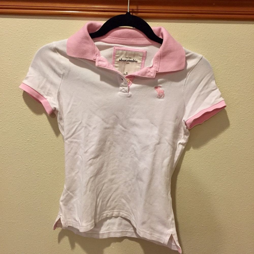 Pink/White Polo Short Sleeve Tee